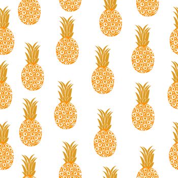 Pineapple seamless texture. Pineapple background, wallpaper, fabric illustration