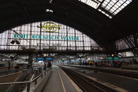 Cologne, Germany - 1 March 2019: Central railway station interior