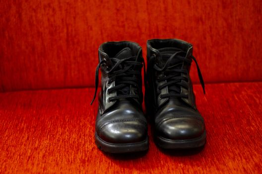 Old Black Leather Boots, Vintage