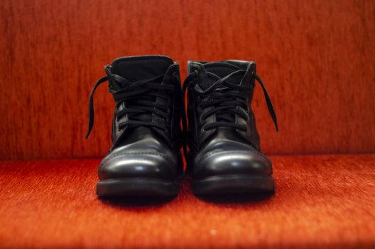 Old Black Leather Boots, Vintage