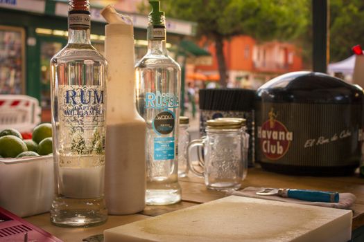 LENDINARA , ITALY 24 MARCH 2020: Bottles of Havana Club spirits