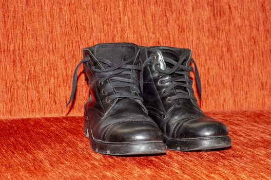 Old Black Leather Boots, Vintage