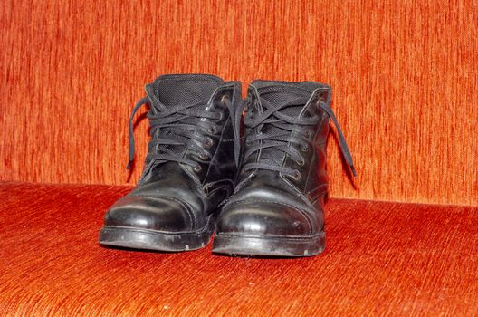 Old Black Leather Boots, Vintage