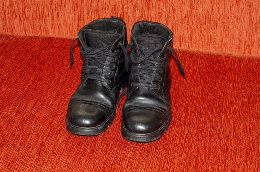 Old Black Leather Boots, Vintage