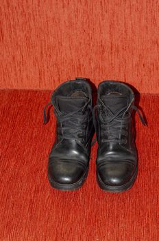 Old Black Leather Boots, Vintage