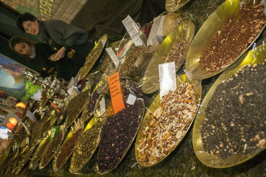 LENDINARA , ITALY 24 MARCH 2020: Spice shop at a street market