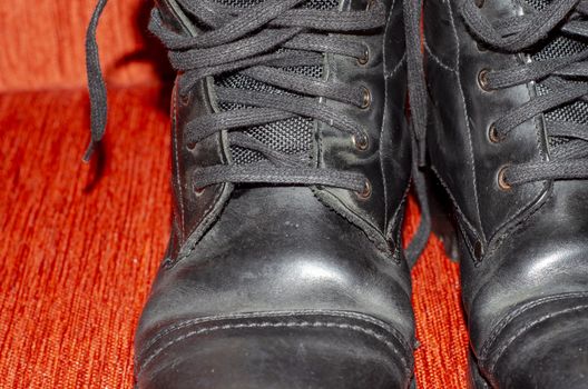 Old Black Leather Boots, Vintage