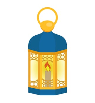 Arabian lantern for ramadan icon flat style. Isolated on white background. illustration