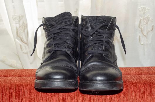 Old Black Leather Boots, Vintage