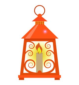Arabian lantern for ramadan icon flat style. Isolated on white background. illustration