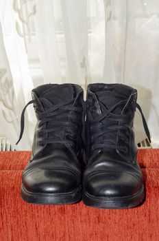 Old Black Leather Boots, Vintage