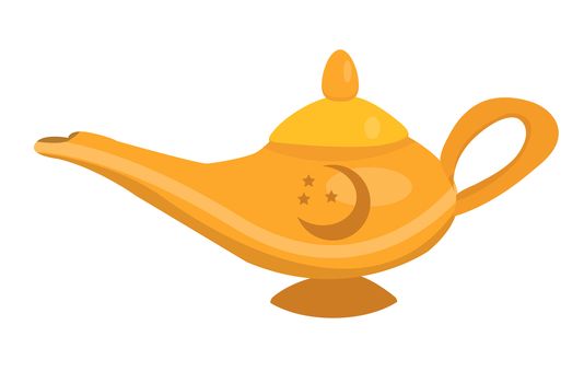 Magic lamp for oil, icon flat style. Isolated on white background. illustration