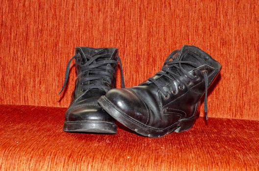 Old Black Leather Boots, Vintage