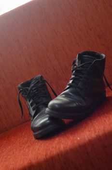 Old Black Leather Boots, Vintage