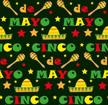 Cinco de Mayo seamless pattern. Mexican holiday endless background, texture. illustration