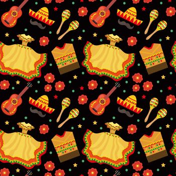 Cinco de Mayo seamless pattern. Mexican holiday endless background, texture. illustration