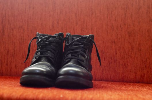 Old Black Leather Boots, Vintage