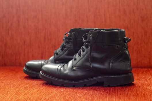 Old Black Leather Boots, Vintage