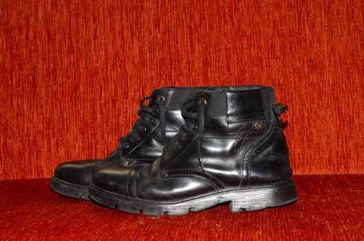 Old Black Leather Boots, Vintage