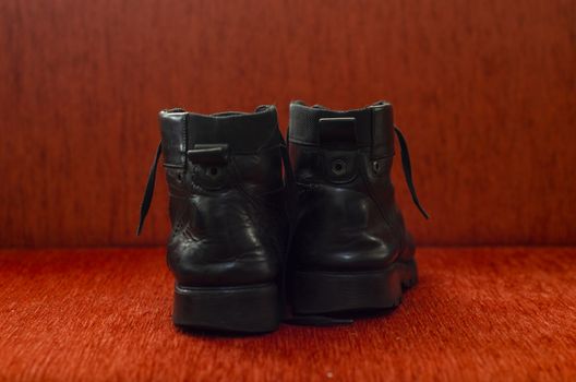 Old Black Leather Boots, Vintage