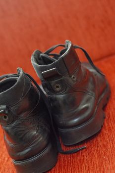 Old Black Leather Boots, Vintage