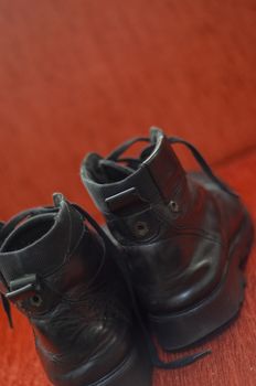 Old Black Leather Boots, Vintage