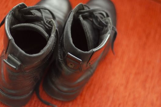 Old Black Leather Boots, Vintage