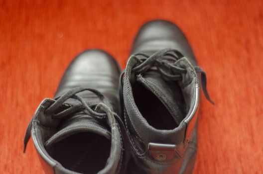 Old Black Leather Boots, Vintage