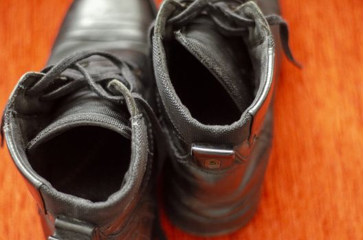 Old Black Leather Boots, Vintage