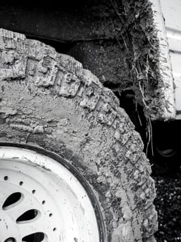 Mud and grass waste Stick with wheels and cars