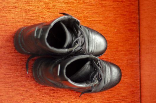 Old Black Leather Boots, Vintage