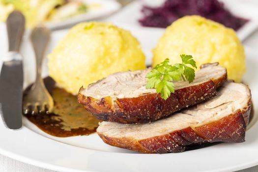 bavarian roasted pork with dumplings