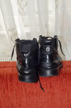 Old Black Leather Boots, Vintage