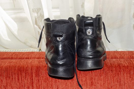 Old Black Leather Boots, Vintage