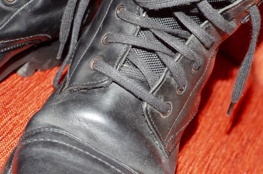 Old Black Leather Boots, Vintage