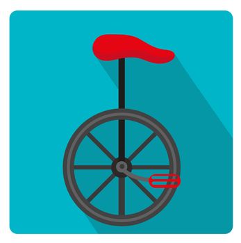 Unicycle circus icon for flat style with long shadows, isolated on white background. illustration