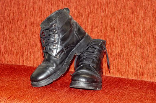 Old Black Leather Boots, Vintage