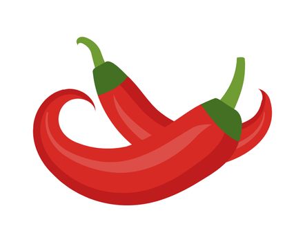 Chili icon flat, cartoon style. Red pepper is isolated on white background. illustration, clip art