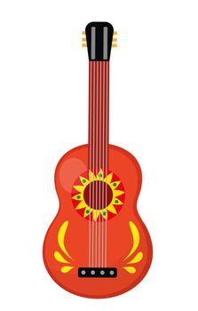 Cuatro guitar icon, flat style. Mexican musical instrument. Isolated on white background. illustration, clip-art