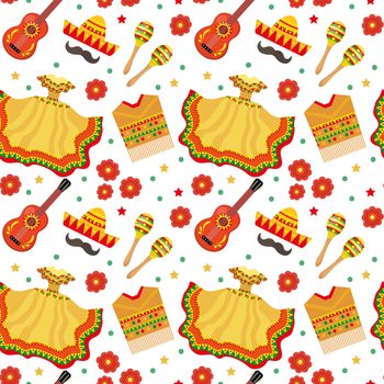 Cinco de Mayo seamless pattern. Mexican holiday endless background, texture. illustration