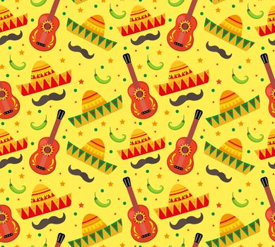 Cinco de Mayo seamless pattern. Mexican holiday endless background, texture. illustration