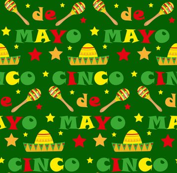 Cinco de Mayo seamless pattern. Mexican holiday endless background, texture. illustration