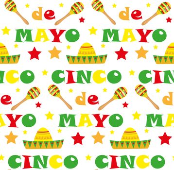 Cinco de Mayo seamless pattern. Mexican holiday endless background, texture. illustration