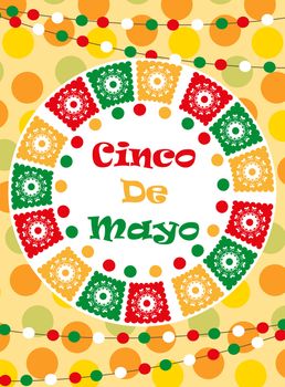 Cinco de Mayo greeting card, template for flyer, poster, invitation. Mexican celebration with traditional symbols. illustration