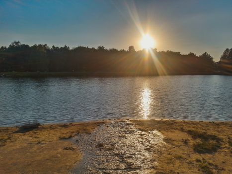 Sunset at summer over lake