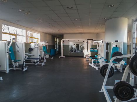 Gym equipment in empty gym