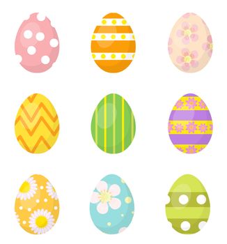 Easter eggs set of icons, design elements. Isolated on white background. illustration