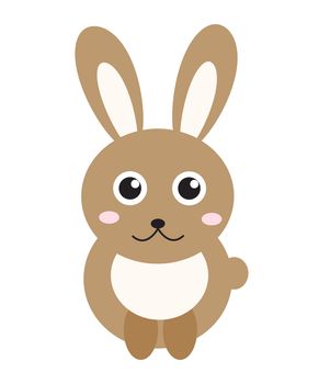 Cute bunny icon, flat style.Rabbit isolated on white background. illustration, clip-art