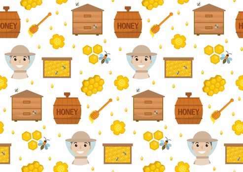 Honey seamless pattern. Beekeeping endless background, texture. illustration