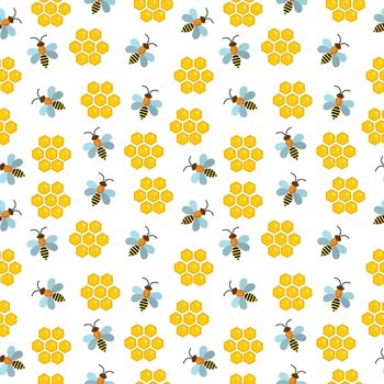 Honey seamless pattern. Beekeeping endless background, texture. illustration